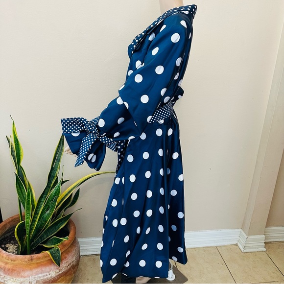 Beautiful Navy Polka Dot dress by Tally Taylor Sz 24W - Picture 7 of 11